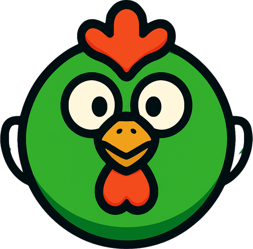 ball chicken and green.
In-Game asset.  2d.  High contrast.  No shadows