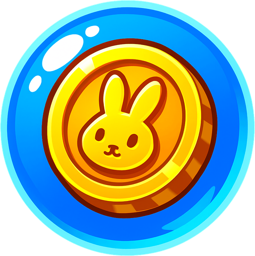 a bubble with a bunny gold coin inside.
In-Game asset.  2d.  High contrast.  No shadows