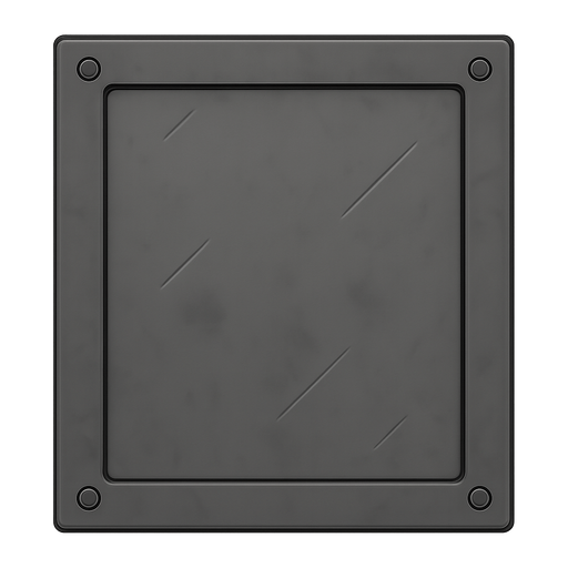 make it as a perfect rectangle, screws on all the corners. no background, transparent background