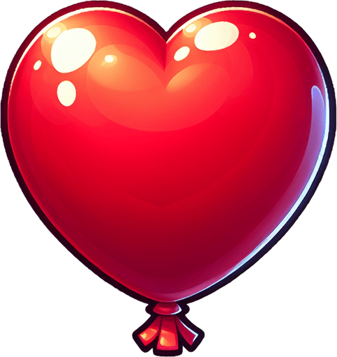 Red heart shaped balloon.
Single Game Texture.  In-Game asset.  2d.  Blank background.  High contrast.  No shadows