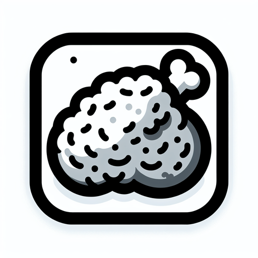 A fried chicken thigh icon Single Game Texture. In-Game asset. 2d. Blank background. High contrast. No shadows.