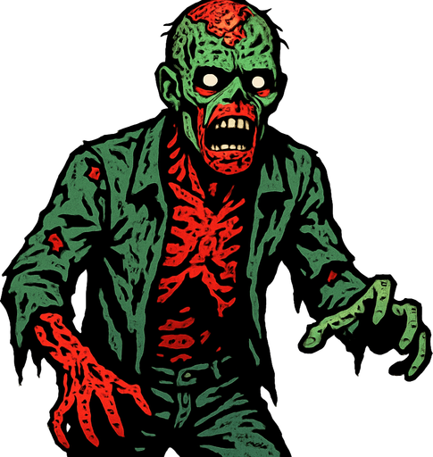 a horror zombie.
In-Game asset.  2d.  High contrast.  No shadows