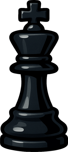 Black king Chess.
In-Game asset.  2d.  High contrast.  No shadows