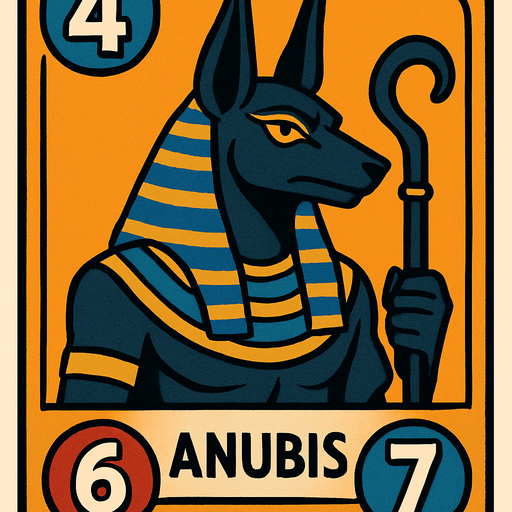 anubis god card.
In-Game asset.  2d.  High contrast.  No shadows