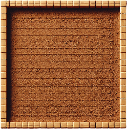 simple straight square light brown soil.
Zenith view. Video game style. High definition.