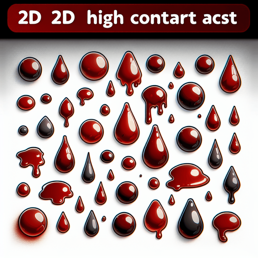 Many blood drop.
Single Game Texture.  In-Game asset.  2d.  Blank background.  High contrast.  No shadows. 3d