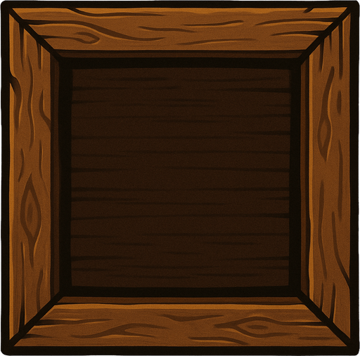 crea una caja de madera que este el medio vacio solo hacme el marco y un color de madera oscura en el centro.
In-Game asset.  2d.  High contrast.  No shadows