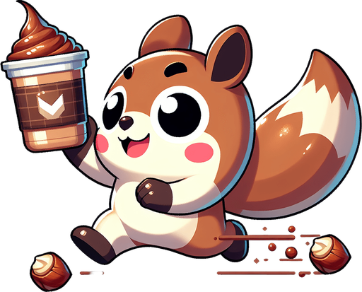 A cute lemming running while holding a nutella cup.
Single Game Texture. In-Game asset. 2d. Blank background. High contrast. No shadows. Cartoon style.
