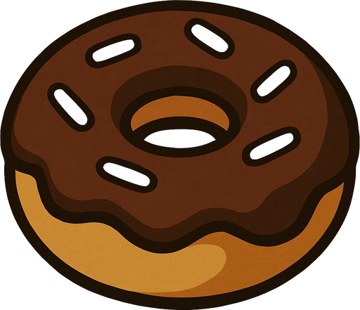 Chocolate donut in professor Layton game style artwork.
In-Game asset.  2d.  High contrast.  No shadows