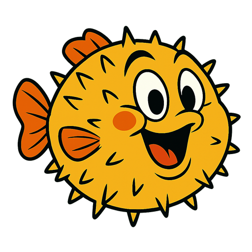 pufferfish disney 2d image style.
In-Game asset.  2d.  High contrast.  No shadows
