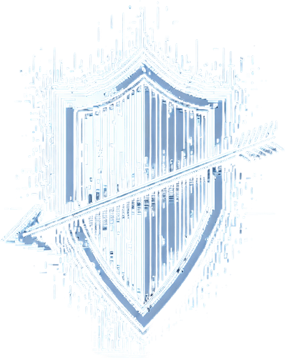 A shield shape that looks warped, dissolving at the edges, or made of static/glitches. Could show an arrow bouncing off at a weird angle or fizzling into nothing..
Single Game Texture.  In-Game asset.  2d.  Blank background.  High contrast.  No shadows