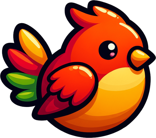 Cartoon bird.
Single Game Texture.  In-Game asset.  2d.  Blank background.  High contrast.  No shadows