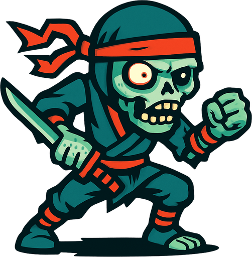 Ninja zombie.
In-Game asset.  2d.  High contrast.  No shadows