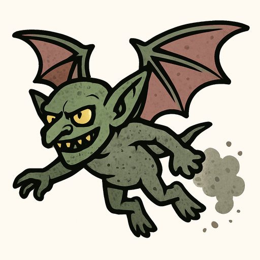 uçan küllü goblin.
In-Game asset.  2d.  High contrast.  No shadows
