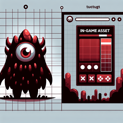 monster dark red.
Single Game Texture.  In-Game asset.  2d.  Blank background.  High contrast.  No shadows