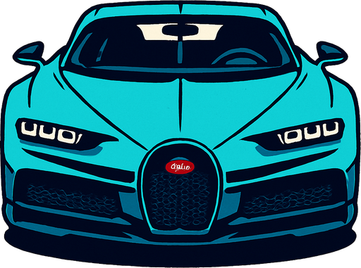 Kuzey yönüne bakan bir bugatti.
In-Game asset.  2d.  High contrast.  No shadows