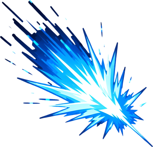 Blue Laser blast.
Single Game Texture. In-Game asset. 2d. Blank background. High contrast. No shadows.