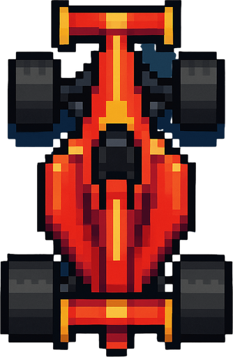 Vertical pixel racing car..
In-Game asset.  2d.  High contrast.  No shadows