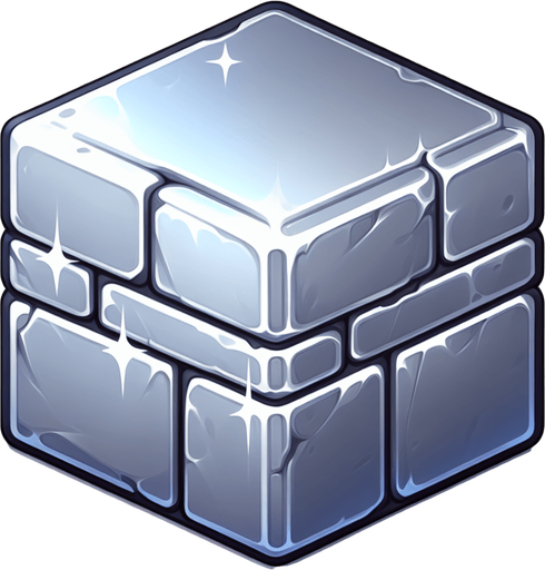 a shiny silver brick..
Single Game Texture. In-Game asset. 2d. Blank background. High contrast. No shadows.