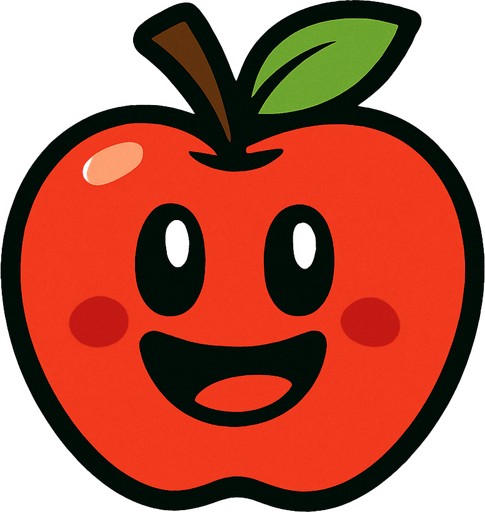 apple cartoon.
In-Game asset.  2d.  High contrast.  No shadows