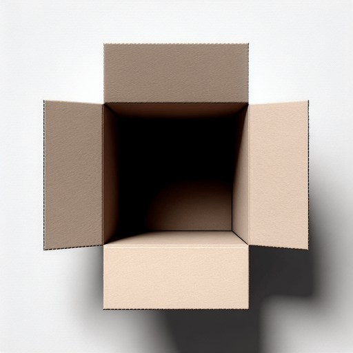 Paper box with black interior bottom view.
Single Game Texture. In-Game asset. 2d. Blank background. High contrast. No shadows.