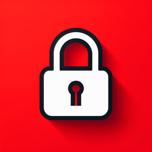 plain white lock icon with a thin black border. red background