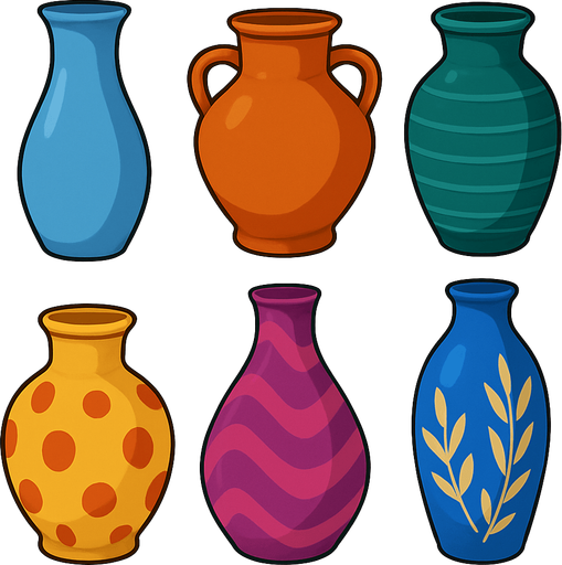 Pack of different vases.
In-Game asset.  High contrast.  No shadows. 3D