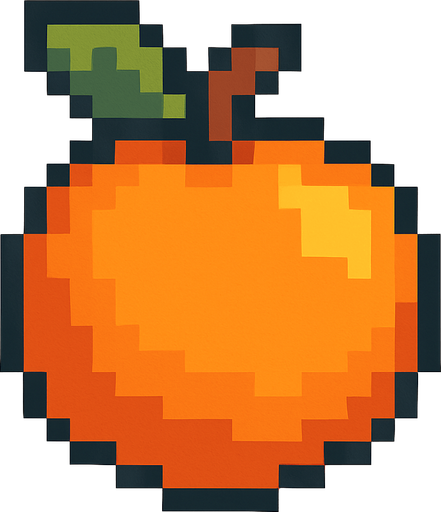 make pixel art 2d orange.
In-Game asset.  2d.  High contrast.  No shadows