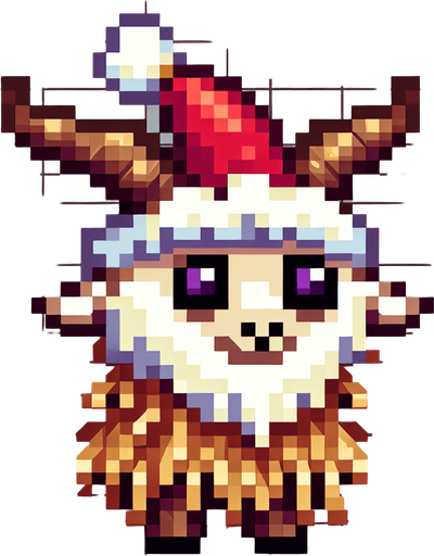 A straw goat christmas decoration. Pixelart. Single Game Texture. In-Game asset. 2d. Blank background. High contrast. No shadows.