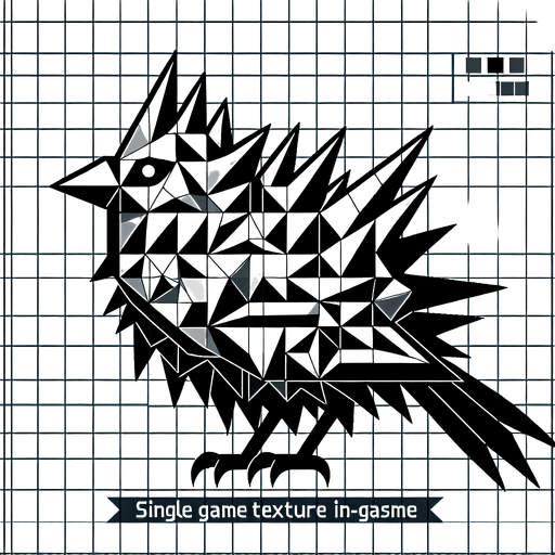 A bird with pointy stuff on it.
Single Game Texture.  In-Game asset.  2d.  Blank background.  High contrast.  No shadows