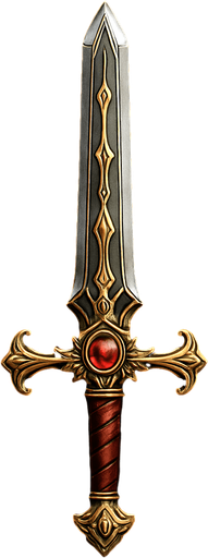 ihtişamlı gerçekçi bir kılıç.
In-Game asset.  2d.  High contrast.  No shadows