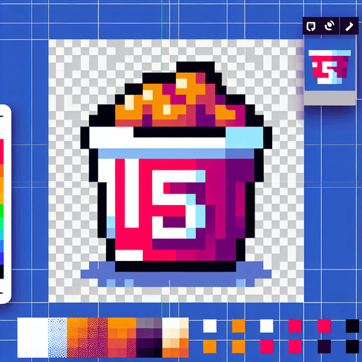 large KFC bucket with the digit 5 on it. pixelated. 8 bit.
Single Game Texture. In-Game asset. 2d. Blank background. High contrast. No shadows.