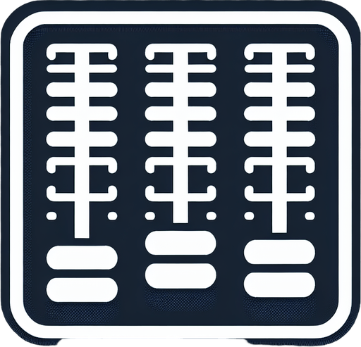 UI 3 horizontal faders icon. white.
2d.  No shadows