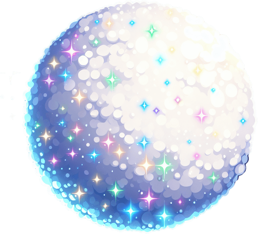 a snowball with magical powder, cartoon Single Game Texture. In-Game asset. 2d. Blank background. High contrast. No shadows.