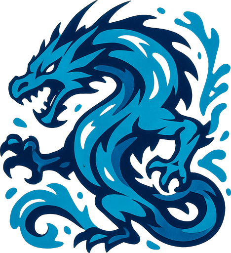 Dragon farouche de l'eau.
In-Game asset.  2d.  High contrast.  No shadows