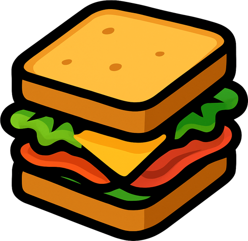 sandwich.
In-Game asset.  2d.  High contrast.  No shadows