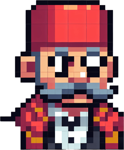 osmanlıda yaşayan fesli normal bir erkeğin pixel versiyonu.
Single Game Texture. In-Game asset. 2d. Blank background. High contrast. No shadows.