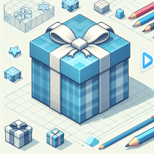 A big light blue decorated christmas gift, isometric view Single Game Texture. In-Game asset. 2d. Blank background. High contrast. No shadows.