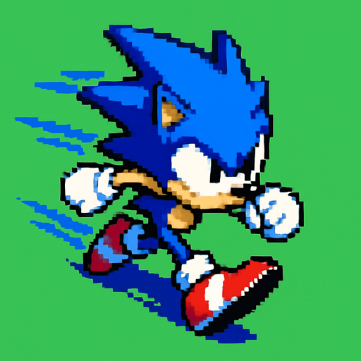 Make Sonic run but with the camera above.
In-Game asset.  High contrast.  No shadows