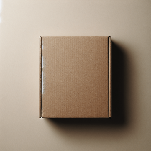 brown paper box, top view.