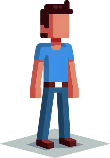 a cartoon full body person.
Single Game Texture. In-Game asset. 2d. Blank background. High contrast. No shadows.