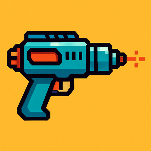 Lasergun pixel.
In-Game asset.  2d.  High contrast.  No shadows