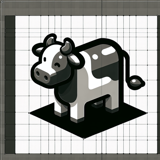 a cow.
Single Game Texture. In-Game asset. 2d. Blank background. High contrast. No shadows.
