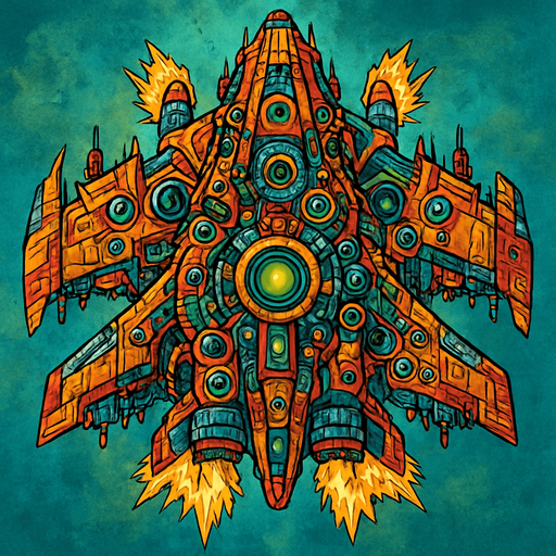 crazy spaceship top view.