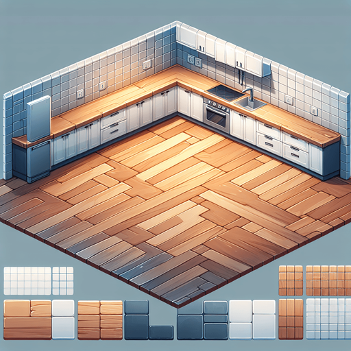 A background which represents a kitchen's ground.
Single Game Texture. In-Game asset. 2d. Blank background. High contrast. No shadows.