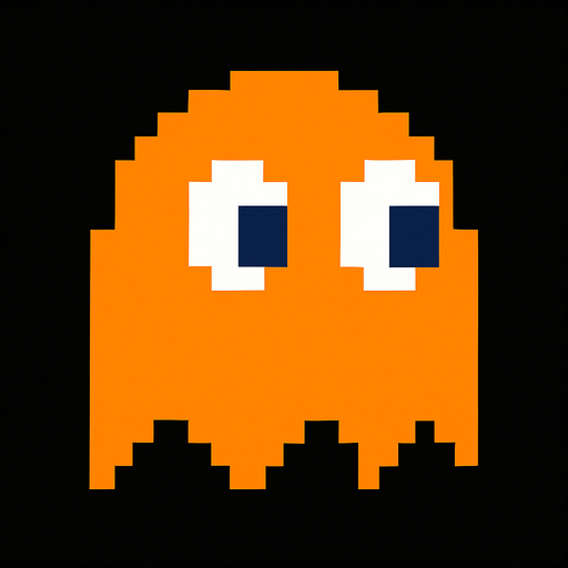 Pacman orange ghost.
In-Game asset.  2d.  High contrast.  No shadows