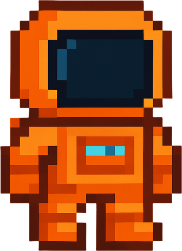 Pixel astronot olsun. Elbisesi turıncu olsun.
In-Game asset.  2d.  High contrast.  No shadows