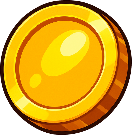shiny coin.
In-Game asset.  2d.  High contrast.  No shadows