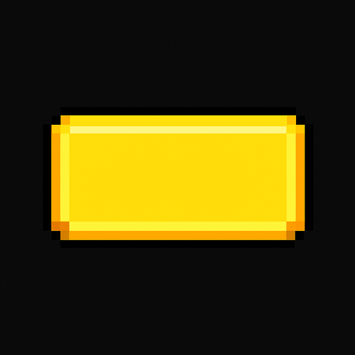 A yellow pixelart rectangle button..
In-Game asset.  2d.  High contrast.  No shadows