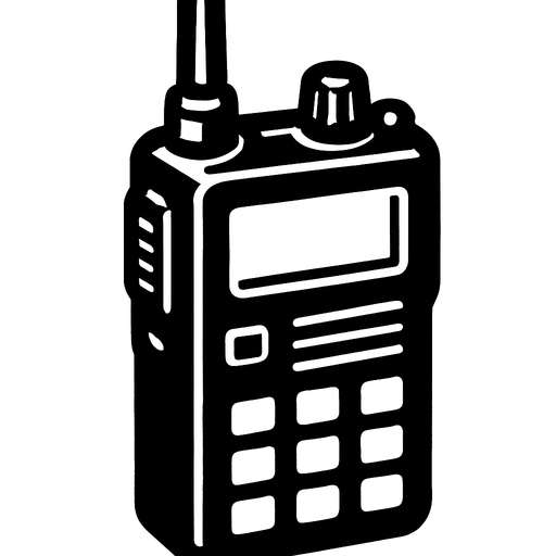black walkie talkie.
In-Game asset.  2d.  High contrast.  No shadows